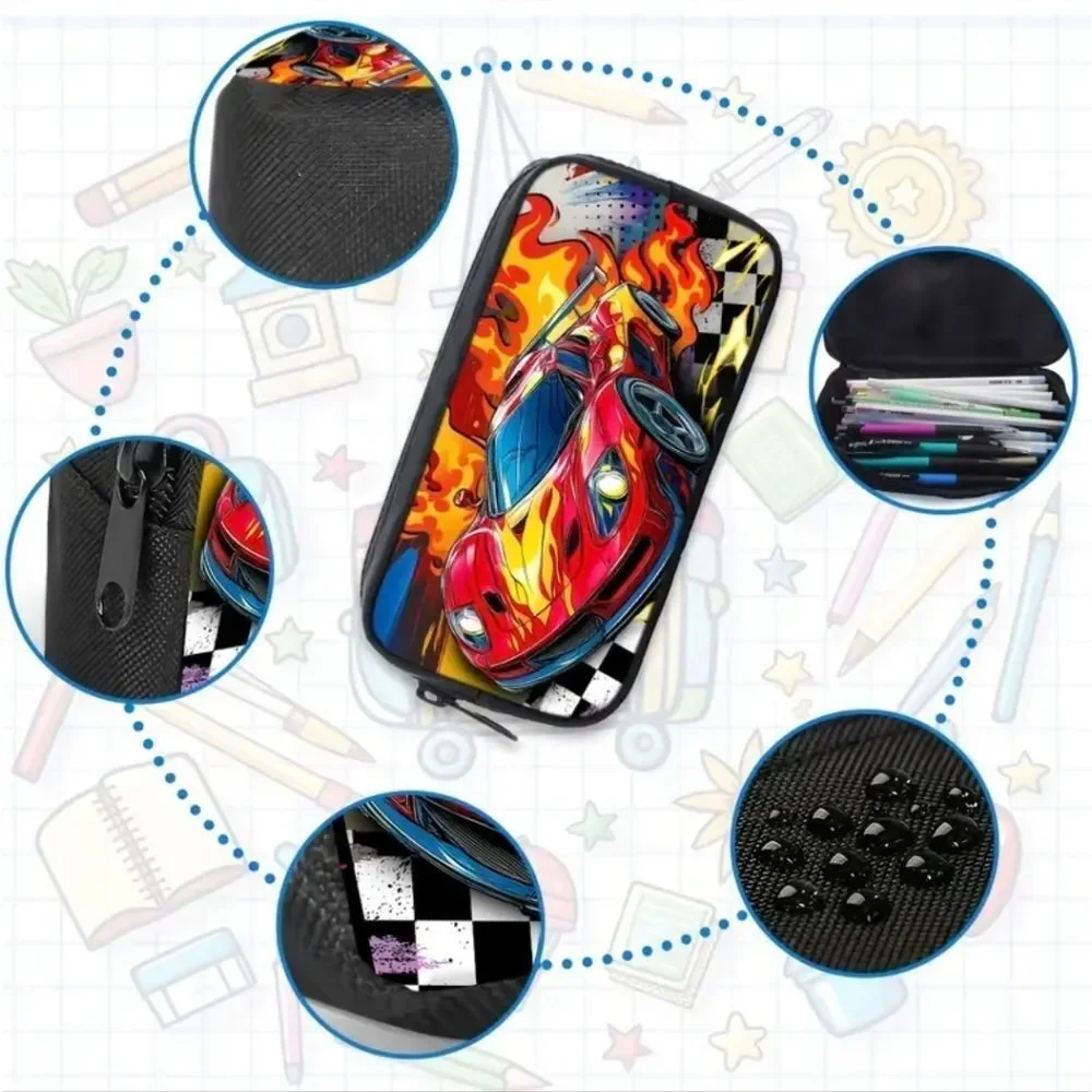 Racecars Fire Finishline Bookbag/Backpack Lunch Bag Pencil Case Set